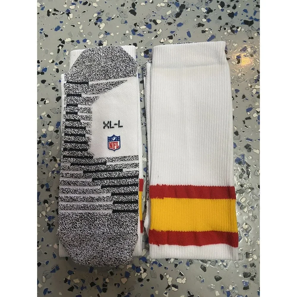Nike NFL  Authentics Socks Quick Grip XL White Red Player Team Issued New Chiefs